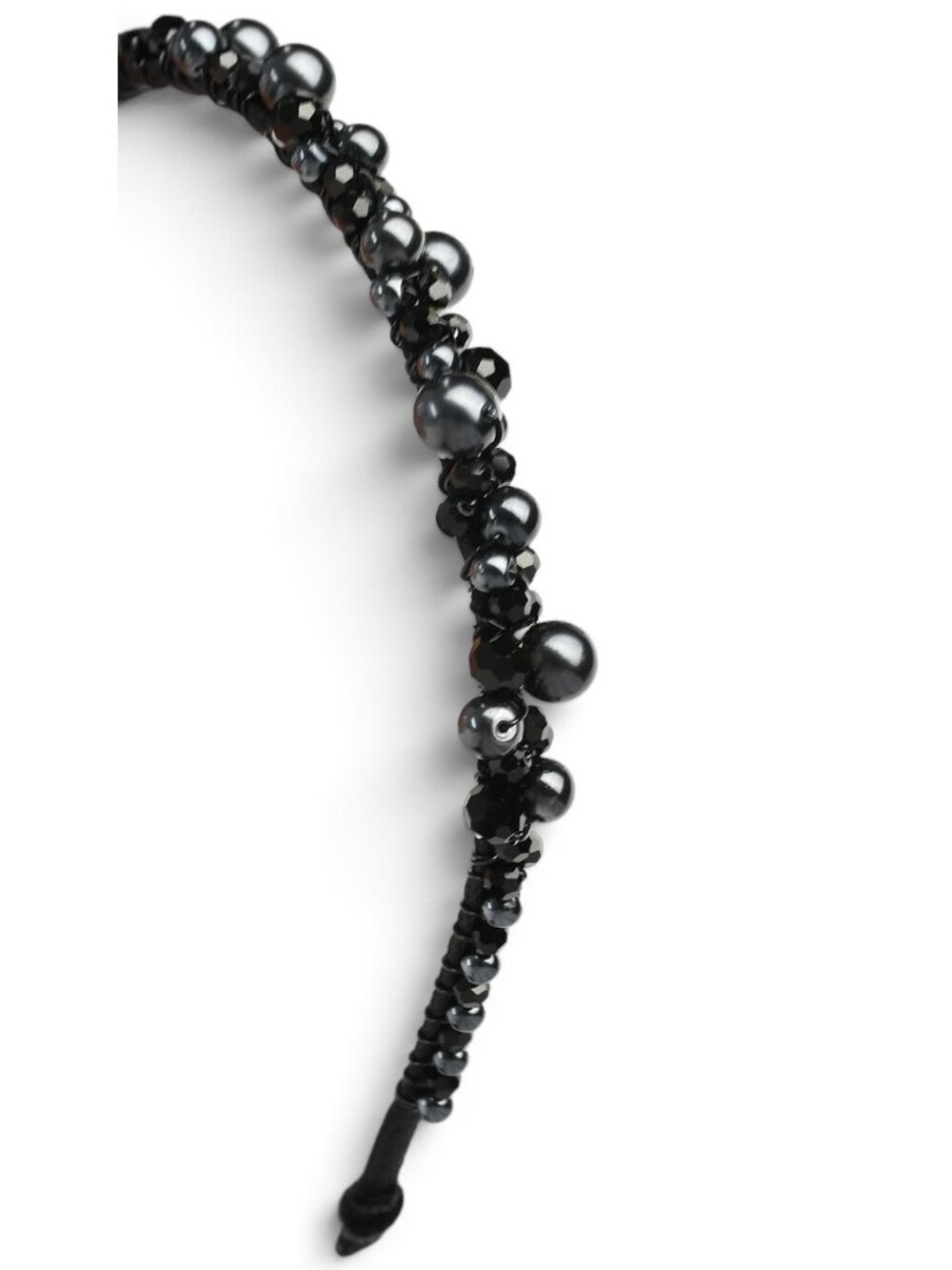 COLETTE MALOUF Gray Black Faceted Bead Hair Accessory Headband USA NEW